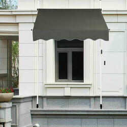 Markis grå justerbar højde 150 x 120 cm aluminiumramme med vev