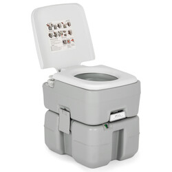 Portabel campingtoilet grå HDPE 34x41x42 cm 10 L vand 20 L affald