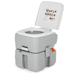 Portabel campingtoilet grå HDPE 34x41x42 cm 10 L vand 20 L affald