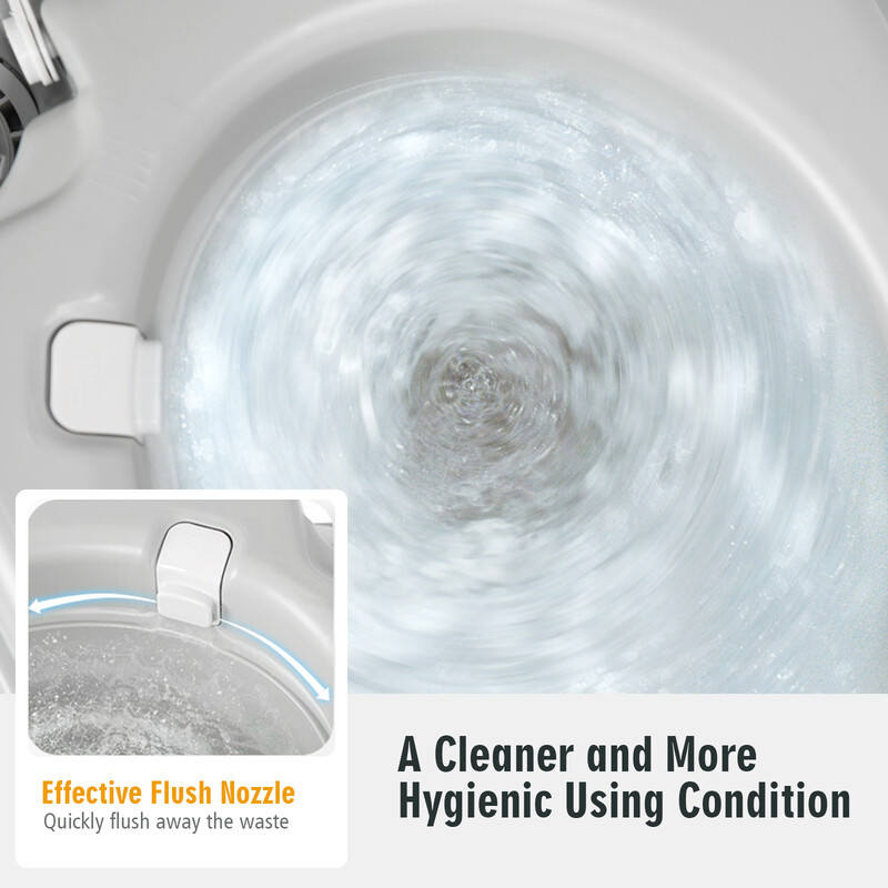 Portabel campingtoilet grå HDPE 34x41x42 cm 10 L vand 20 L affald