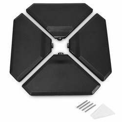 Sort parasolstativ sæt 4 stk PE PVC udendørs 90x90x10 cm