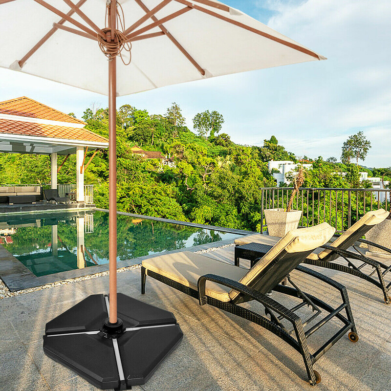 Sort parasolstativ sæt 4 stk PE PVC udendørs 90x90x10 cm