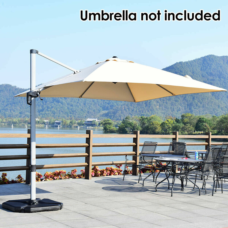 Sort parasolstativ sæt 4 stk PE PVC udendørs 90x90x10 cm