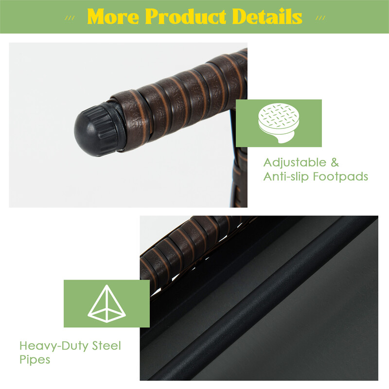 Sammenklappeligt sofabord brun PE-rotting med PVC-plade og stålramme 60x40x40 cm