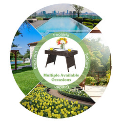 Sammenklappeligt sofabord brun PE-rotting med PVC-plade og stålramme 60x40x40 cm