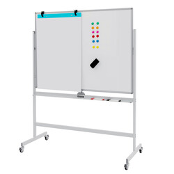 Mobil dobbelt sided magnetisk whiteboard 120x90 cm justerbar højde 160-180 cm