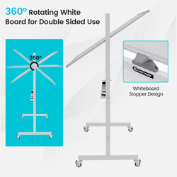 Mobil dobbelt sided magnetisk whiteboard 120x90 cm justerbar højde 160-180 cm