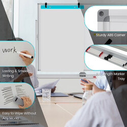Mobil dobbelt sided magnetisk whiteboard 120x90 cm justerbar højde 160-180 cm