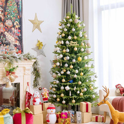 Kunstgran 180 cm grøn 1462 grene med metalfod PE PVC