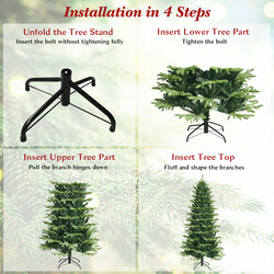 Kunstgran 180 cm grøn 1462 grene med metalfod PE PVC