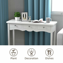 Hjørneskrivebord hvid MDF 100x32x75 cm med 3 skuffer