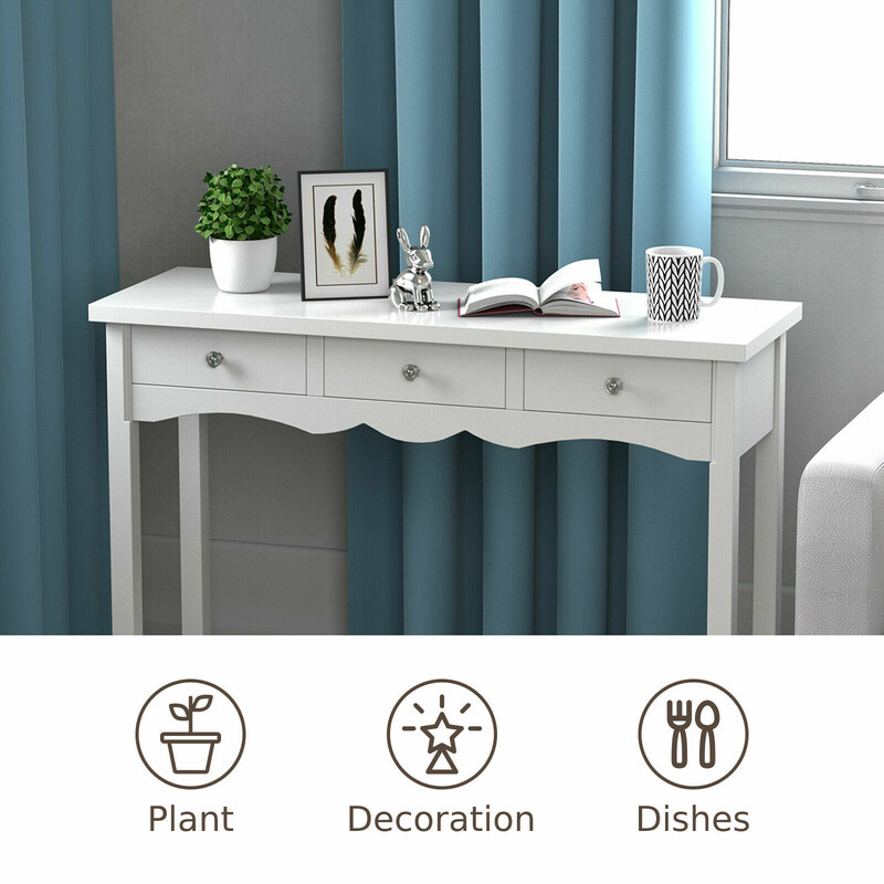 Hjørneskrivebord hvid MDF 100x32x75 cm med 3 skuffer