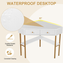 Hjørne skrivebord i hvid MDF 70
