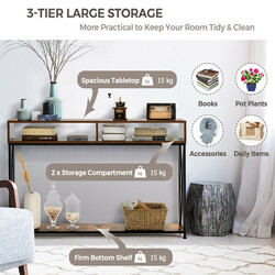 Konsolbord hvid stålram 120x23x79 cm med åbne hylder