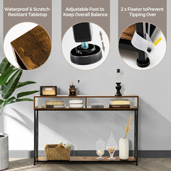 Konsolbord hvid stålram 120x23x79 cm med åbne hylder