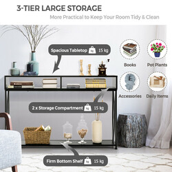 Konsolbord hvid stålramme 120x23x79 cm med åbne hylder