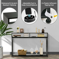 Konsolbord hvid stålramme 120x23x79 cm med åbne hylder