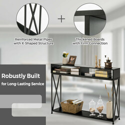 Konsolbord hvid stålramme 120x23x79 cm med åbne hylder