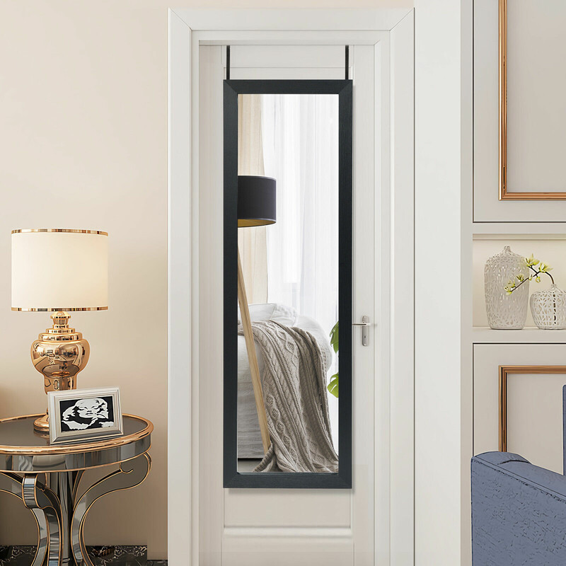 Helkropsspejl sort MDF-ramme 120x37 cm til væg og dør