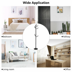 Tøjstativ i metal med 8 kroge sort 175 cm