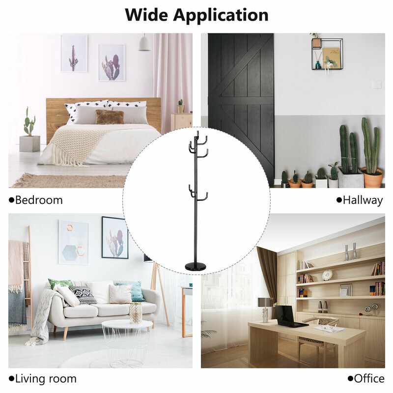 Tøjstativ i metal med 8 kroge sort 175 cm