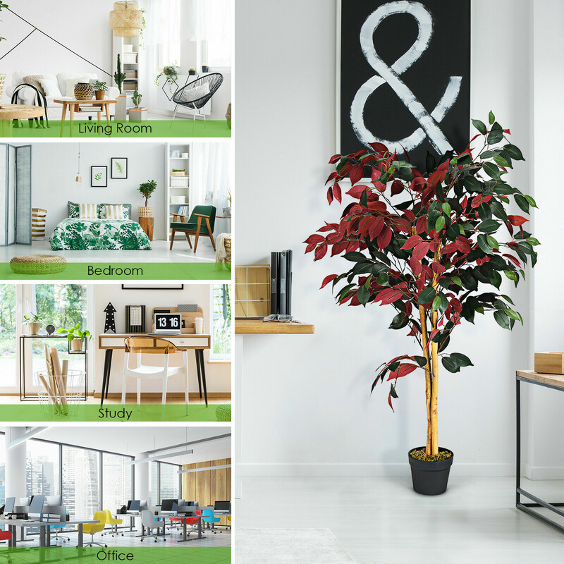 Kunstig ficusplante 120 cm grøn polyester i potte 16