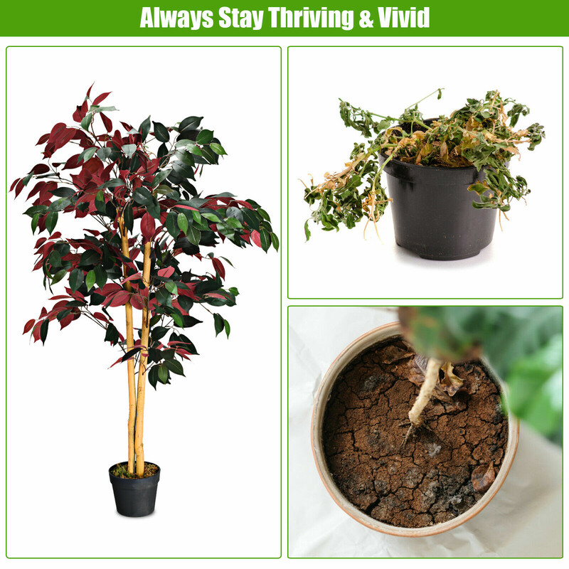 Kunstig ficusplante 120 cm grøn polyester i potte 16