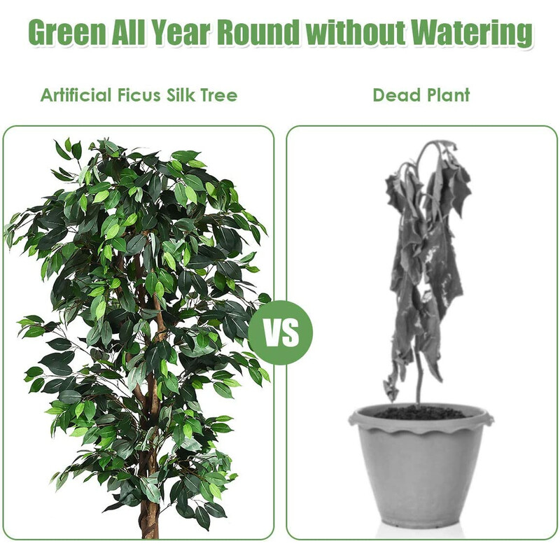 Kunstigt fikustræ 180 cm med 1008 blade naturlig stam