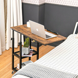 C-formet justerbart laptopbord i MDF og stål 80x40 cm med hylder