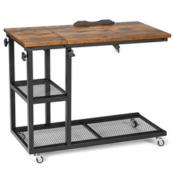 C-formet justerbart laptopbord i MDF og stål 80x40 cm med hylder