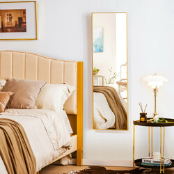 Justerbar fuldkropsspejl i aluminium med guld ramme 120x37 cm