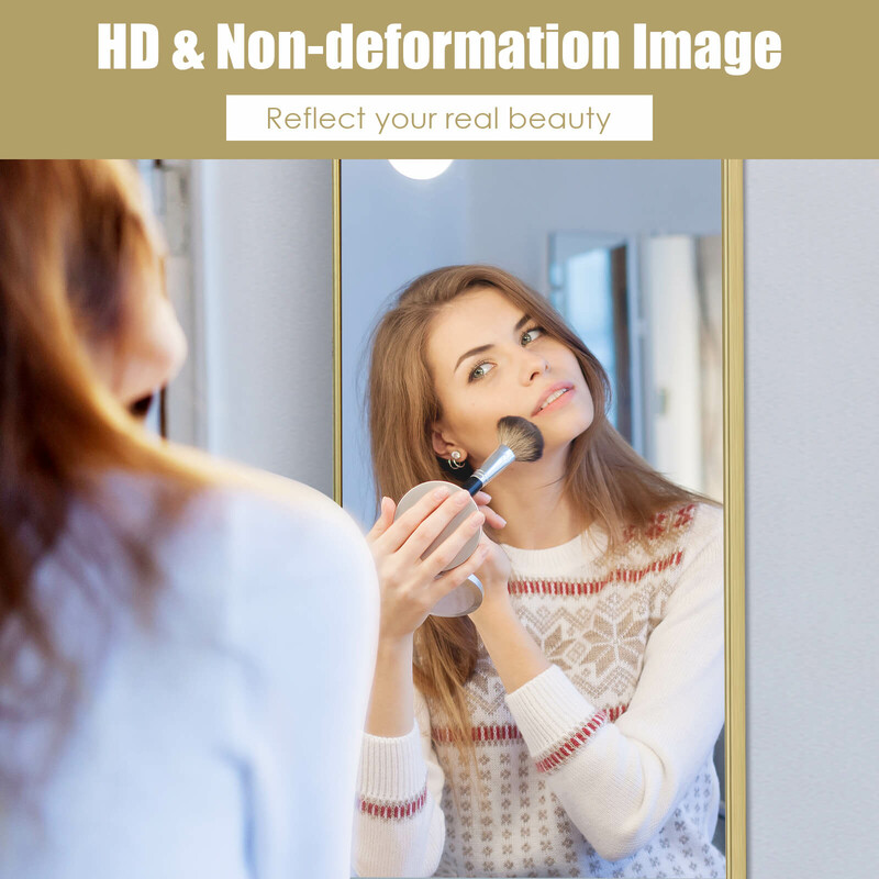 Justerbar fuldkropsspejl i aluminium med guld ramme 120x37 cm