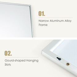 Fuldkropsspejl i sølv aluminium 120x37 cm med kroge