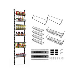 Dørhængt jernopbevaringsorganizer med seks højdejusterbare kurve sort