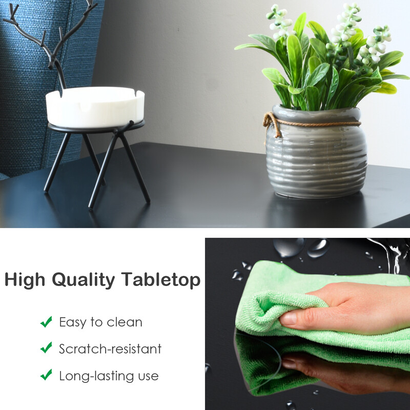 Sengebord sort MDF med tre hylder 40x40x61 cm