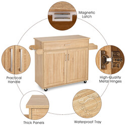 Køkkenvogn hvid MDF træ 116x40x85 cm med låsbare hjul justerbar opbevaring