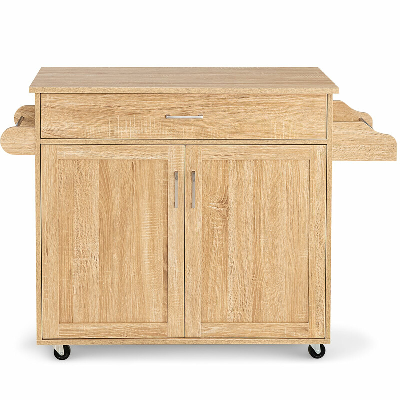 Køkkenvogn hvid MDF træ 116x40x85 cm med låsbare hjul justerbar opbevaring