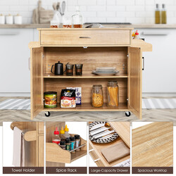 Køkkenvogn hvid MDF træ 116x40x85 cm med låsbare hjul justerbar opbevaring