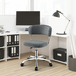 Grå kontorstol med sherpa betræk justerbar højde 43-52 cm