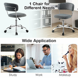 Grå kontorstol med sherpa betræk justerbar højde 43-52 cm