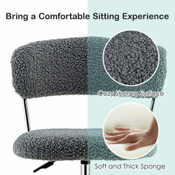 Grå kontorstol med sherpa betræk justerbar højde 43-52 cm