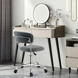 Grå kontorstol med sherpa betræk justerbar højde 43-52 cm