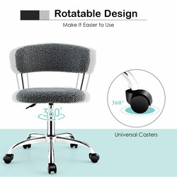 Grå kontorstol med sherpa betræk justerbar højde 43-52 cm