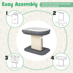 Kradsetræ gråt træ med stor platform og sisal 59x39x50 cm