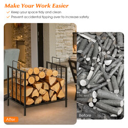 Vedstativ i sort stål 46x31x46 cm 50 kg kapacitet