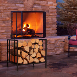 Vedstativ i sort stål 46x31x46 cm 50 kg kapacitet