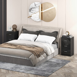 Natbord sort spånplade 3 skuffer 37x34x66 cm med metalhåndtag