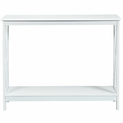 Konsolbord X‑formet hvid MDF 100x30x80cm med to hylder