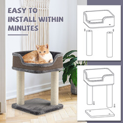 Kratsetræ til katte grå med sisal og plysh 35x35x50 cm