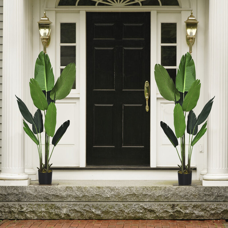 Kunstig tropisk palm 160 cm grøn med stabil potte til indendørs